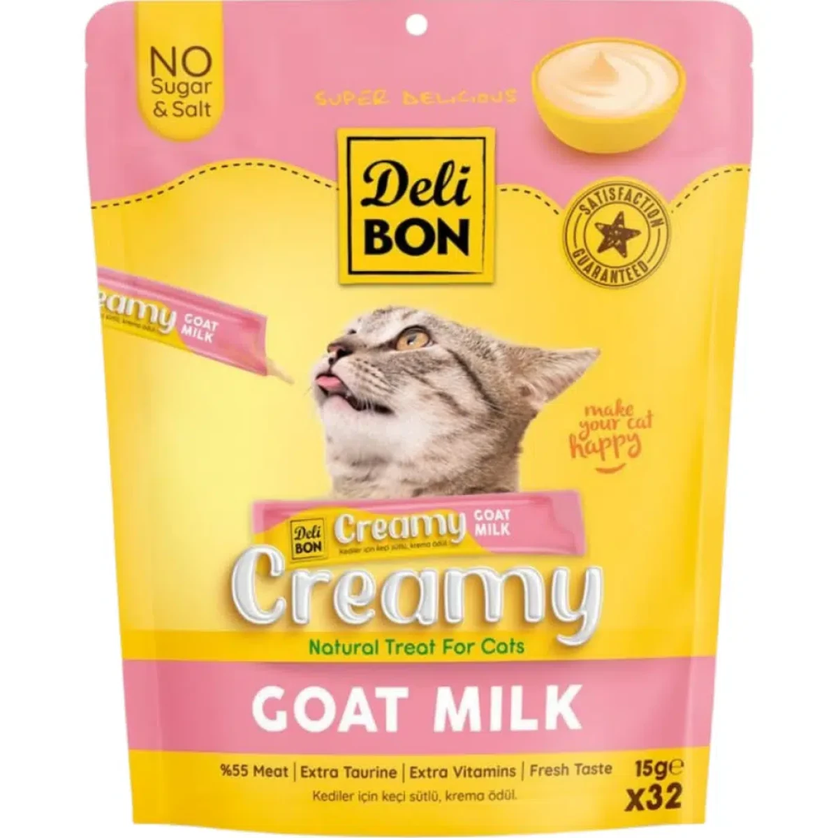 Delibon Creamy Goat Milk Keçi Sütlü Sıvı Kedi Ödülü 32x15 Gr