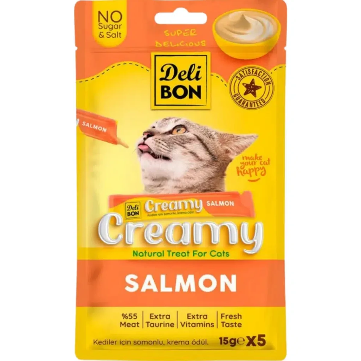 Delibon Creamy Salmon Somonlu Sıvı Kedi Ödülü 5x15 Gr