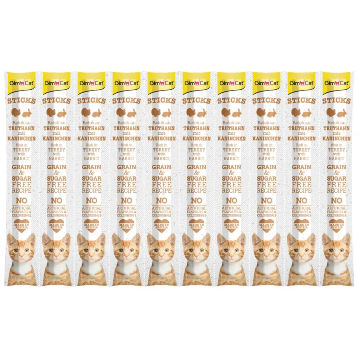 GimCat Sticks Hindi Etli ve Tavşanlı Tahılsız Kedi Ödülü 10x5 Gr