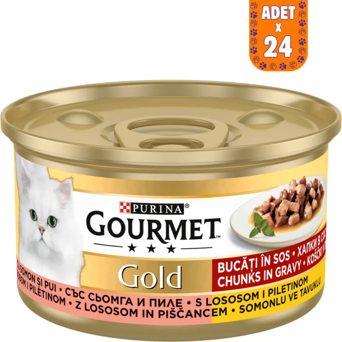 Gourmet Gold Somonlu Ve Tavuklu Kedi Konserve Maması 85 Gr 24 Adet