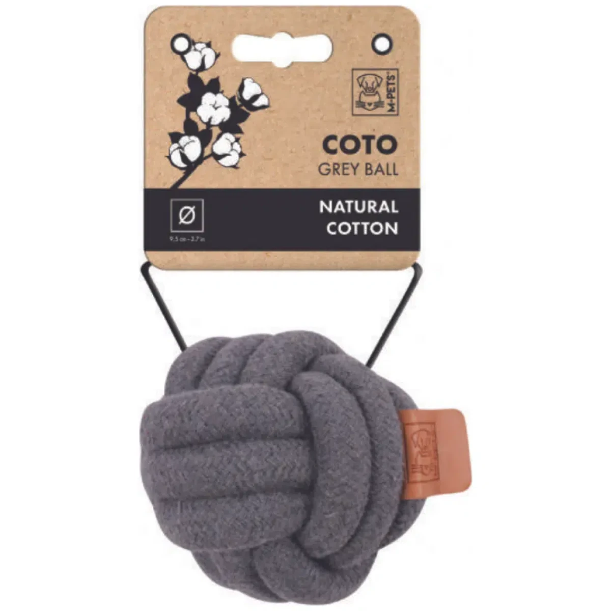 M-PETS Coto Grey Ball Örgü Top Köpekler İçin Oyuncak 9.50 Cm