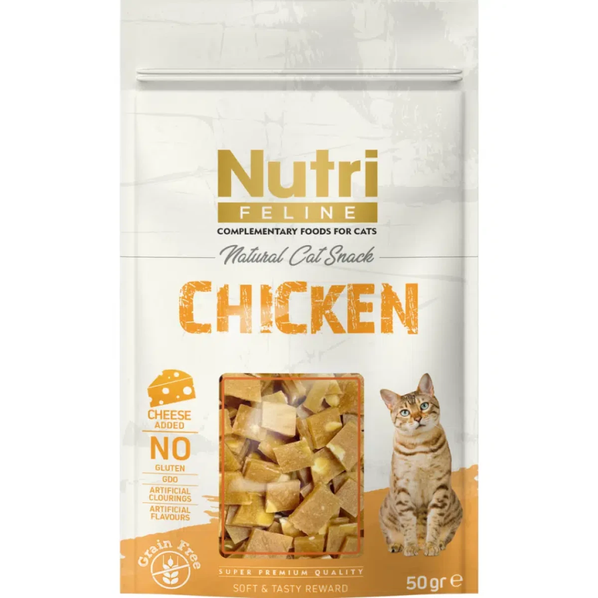 Nutri Feline Natural Cat Snack Chicken Tavuklu ve Peynirli Tahılsız Kedi Ödülü 50 Gr