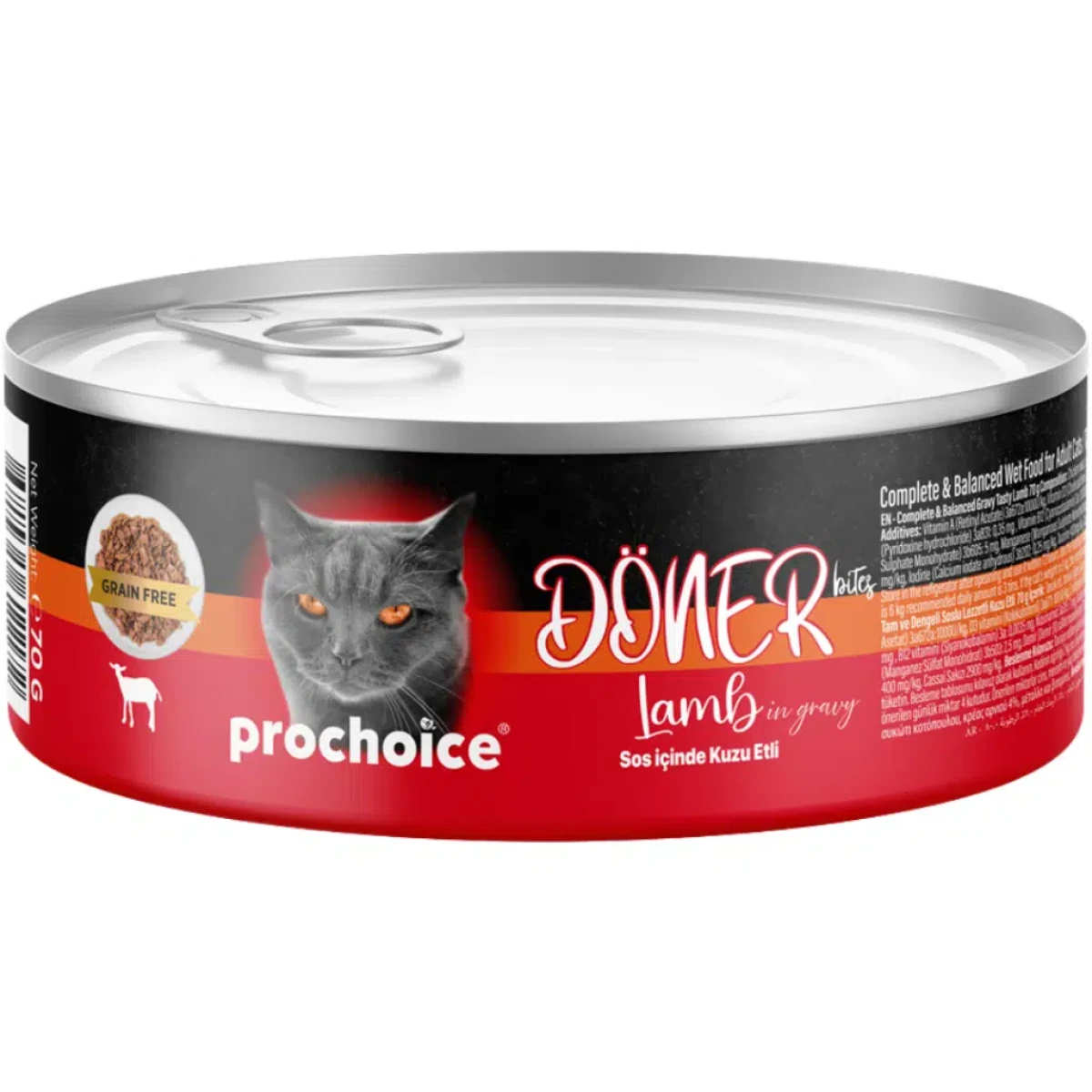 ProChoice Döner Bites Sos İçinde Kuzu Etli Yetişkin Kedi Konservesi 70 Gr