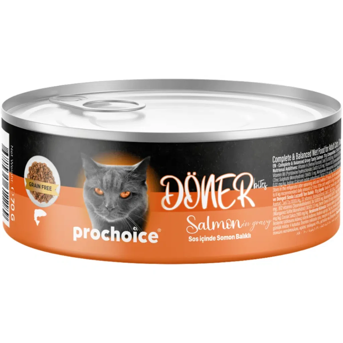 ProChoice Döner Bites Sos İçinde Somonlu Yetişkin Kedi Konservesi 70 Gr
