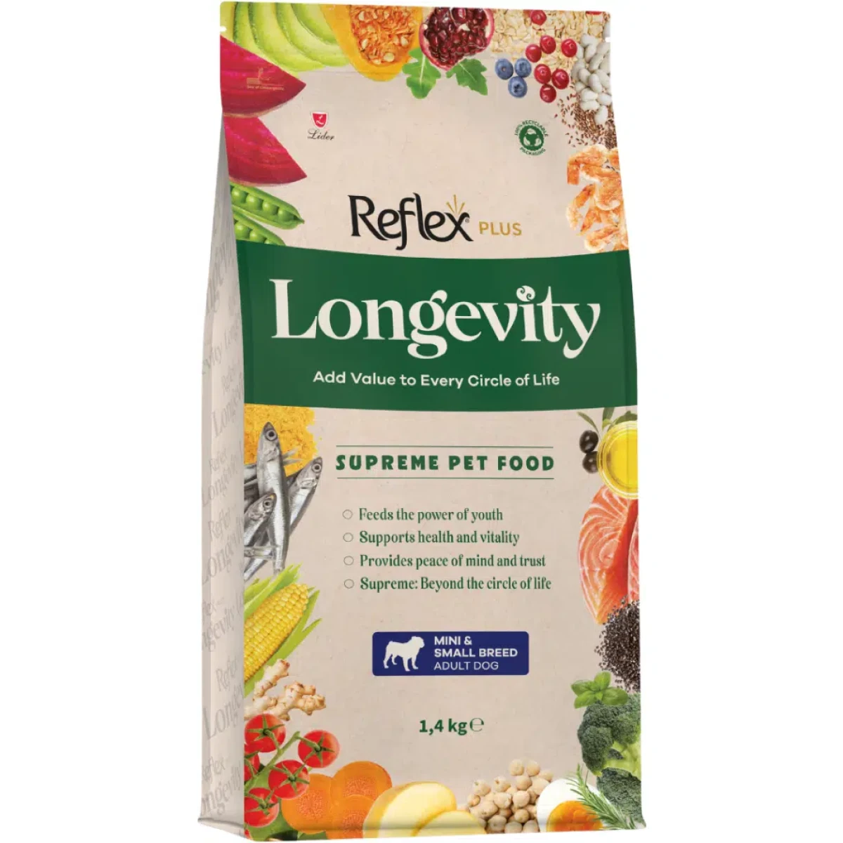 Reflex Plus Longevity Mini Small Breed Adult Hipoalerjenik Mini ve Küçük Irk Yetişkin Köpek Maması 1.4 Kg