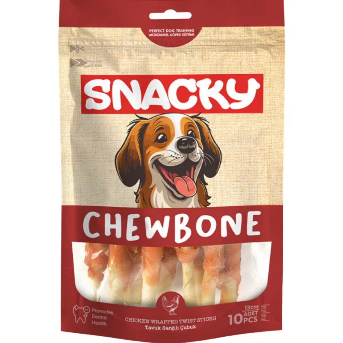 Snacky Twist Sticks Tavuk Sargılı Çubuk Köpek Ödülü 13 Cm 10 Lu 100 Gr